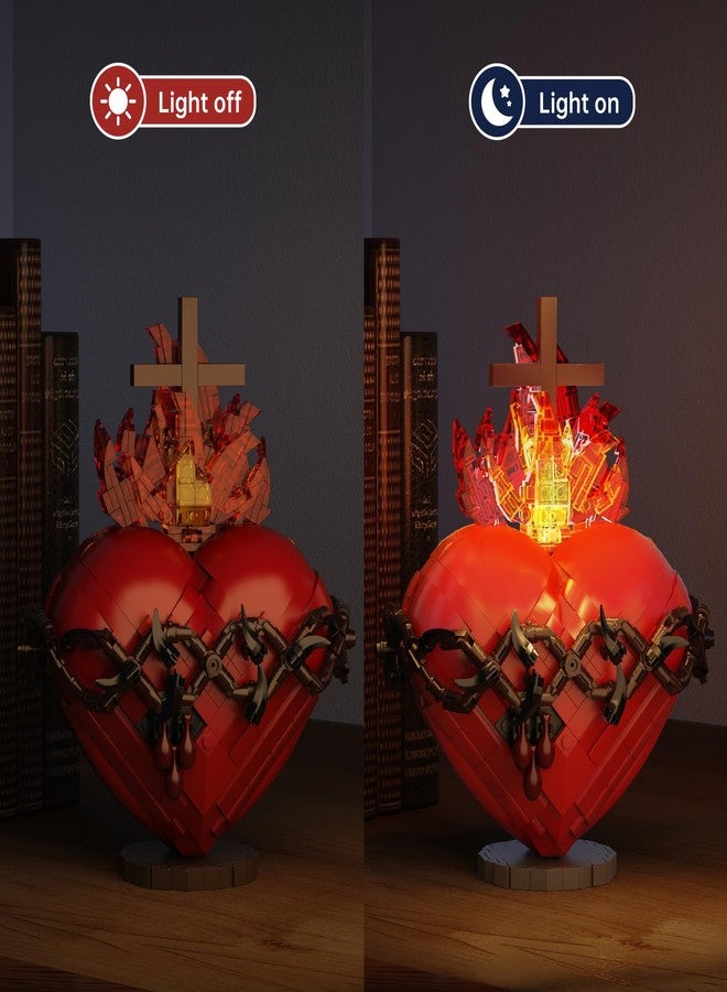 Vonado Jesus Heart Building Set,Sacred Heart Model Compatible with Lego,Bible Themed Christian Decorative Items,Religious Gift for Adults or Women(667 PCS) - Image 4